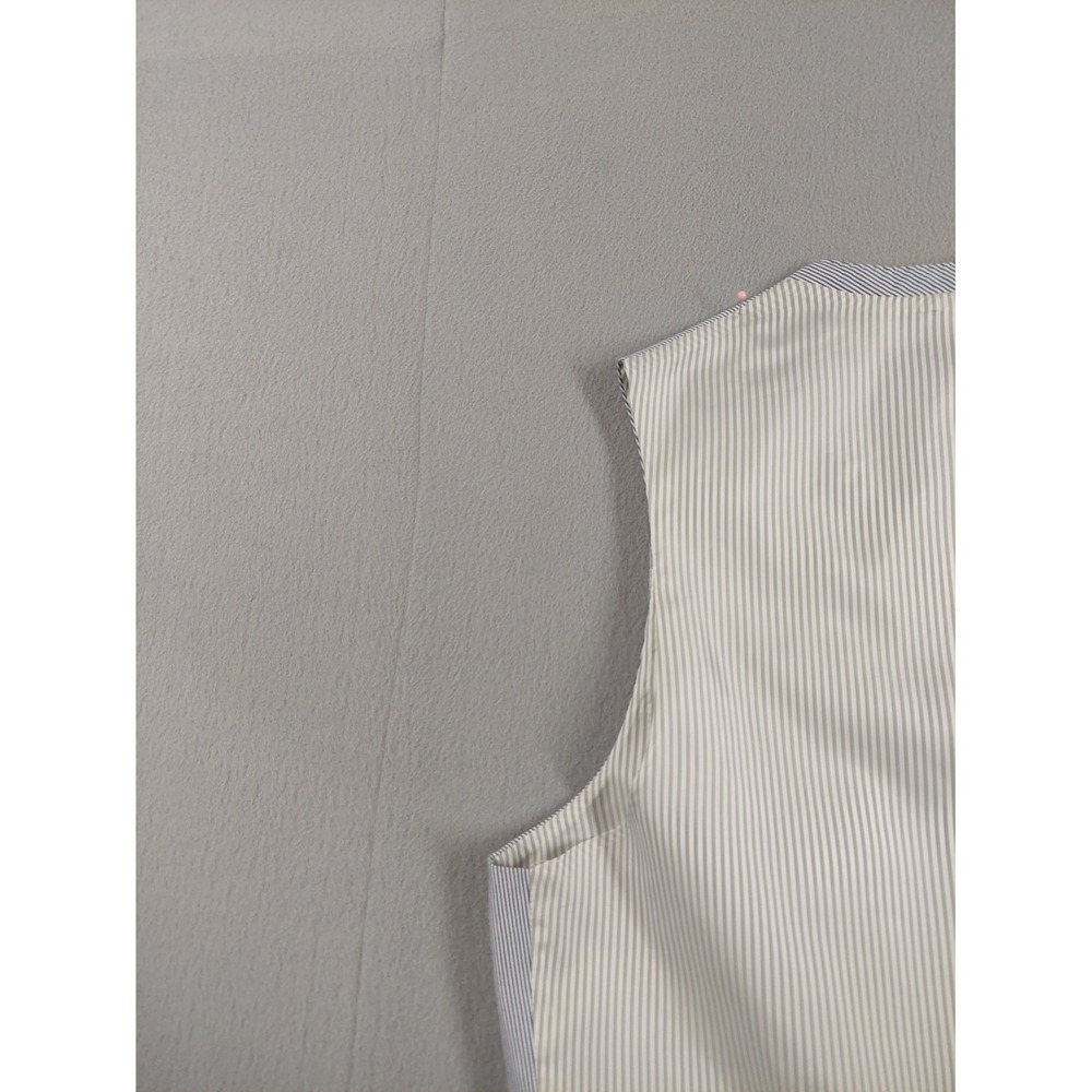 Banana Republic Men Suit Vest 40R Blue Stripe Tailored Fit Wrap Button Waistcoat - Picture 15 of 16